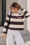 Women's New York Printed Striped Crew Neck Sweatshirt My3535 - 4