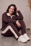 Women's coffee-colored lycra tracksuit set with collar and side embellishments