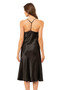 Black Long Double Satin Dressing Gown Nightgown Set 7830 - 3