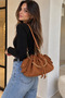 Lavelle Model Tan Suede Chain Detailed Shoulder Bag for Women