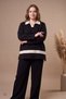 Women's Black Lycra Tracksuit Set with Embellished Collar and Side Trims - 3