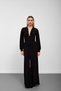 Black Accessory Detailed Padded Slit Long Dress