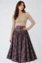 Women's Burgundy-Navy Blue Plaid Pattern Pleated Long Skirt - 4