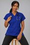 (E-Flex) Saks Blue Lycra Women's Single Top Non-Ironing Nurse and Doctor Uniform Scrubs Hospital Uniform - 3
