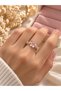 Pink Purple Stone Butterfly Figured Gold Color Sparkling Women's Ring - 2