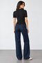 Women's Zippered Polo Collar Short Sleeve Knitwear Blouse - 5