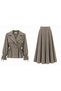 Suet Textured Velvet Stylish Skirt Suit - 3