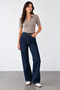 Women's Zippered Polo Collar Short Sleeve Knitwear Blouse - 4