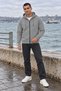 Hooded 3 Thread Full Zipper Hooded and Pocketed Winter Men's Gray Sweatshirt - 7
