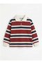 Burgundy Striped Collared Unisex Kids Sweatshirt