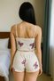 White Pajama Set with Butterfly Patterned Straps and Shorts - 3