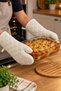Set of 2 Long Oven Gloves 37 cm – Quilted Towel Fabric Kitchen and Oven Mitts Cream - 3