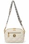 Cream Woven Strap Quilted Women's Crossbody and Shoulder Bag