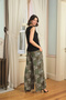 Floral leaf and ethnic patterned lace 3-piece pajama set - 7