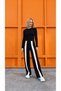 Women's Modal Fabric Black and White Striped Wide-Leg Pants Look Like Sweatpants - 2