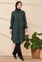 Long Plaid Lumberjack Shirt Tunic Green Hm2972
