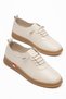 Genuine Leather Women's Casual Shoes Beige Elastic Lace-Up Tremo Sole