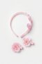 Pink Lotus Flower and Pearl Figured Girls' Crown and Clip Hairpin Set