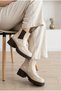 Women's Patent Leather Shiny Metal Accessory Zippered Thick Heeled Chelsea Boots