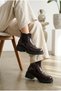 Women's Patent Leather Shiny Metal Accessory Zippered Thick Heeled Chelsea Boots