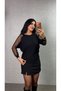 Black sleeve tulle polka dot detailed bicycle collar blouse - 2