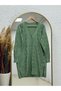 Sabinur Baklava Pattern Mini Gold Buttoned Cardigan-Sy3290 Green - 2