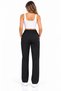 Women's Waterproof Plush Inside High Waist Elastic Waist Double Pocket Lace-Up Straight Leg Relaxed Fit Soft Textured Trendy Casual Black Trousers - 4