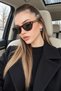 Pralel Leopard Pattern Black Gradient Glass Women's Sunglasses