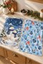 Snowman Night Snowman Gloves Snowflake Blue Winter Christmas Patterned 2-Piece Kitchen Towel Set 35X55 - 5