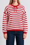 Wool Blend Striped Knitwear Cardigan Lyy0151 Red Ecru - 4