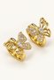 Non-Tarnishing Stainless Steel Butterfly Figured Zircon Stone Earrings for Young People and Children – Stylish Gold Earrings