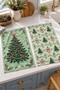 Forest Ribbon Pine Tree Bow Green Checkered Christmas Patterned Set of 2 Kitchen Towels 35X55 - 3