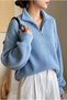 Baby Blue Regular Half Fisherman Bato Collar Plain Knitwear Sweater - 4