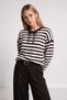 Wool Blend Striped Knitwear Cardigan Lyy0151 Brown Ecru