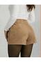 Women's Suede Shorts Skirt with Front Slit - 2