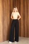 Women's Brown Modal Fabric High Waist Pleated Wide Leg Sweatpants with Pockets - 2