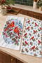 Winter Cardinal Red Bird Snowflake Snowy Branch Cream Christmas Patterned Set of 2 Kitchen Towels 35X55 - 2