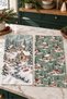 Snowy Village Snowy Village Houses Pine Tree Green Cream Christmas Patterned Set of 2 Kitchen Towels 35X55 - 7