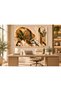 Decorative Canvas Painting with White Orchid and Olive Branch Pattern on Marble Background with Gold Detail - 3
