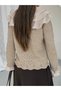 Chiffon Flounce Collar Gold Button Openwork Knitwear Cardigan 1108 - - 7