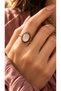 Adjustable Vintage Women's Copper Ring with Pink Quartz Natural Stone