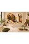 Decorative Canvas Painting with White Orchid and Olive Branch Pattern on Marble Background with Gold Detail - 6