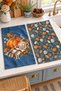 Pumpkin Coffee Pumpkin Coffee Orange Leaf Blue Autumn Patterned 2-Piece Kitchen Towel Set 35X55 - 3