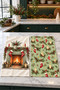 Cozy Fireplace Fireplace Socks Candle Sage Green Cream Christmas Patterned 2-Piece Kitchen Towel Set 35X55 - 7