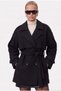Women's Jared Lined Belted Double-Breasted Oversize Cashmere Black Jacket/Mantle - 5
