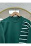 Sabisima Half Plush Striped Tunic-Sy3314 Emerald Green - 2