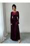 Rochie midi, vișiniu - 7