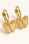 Women's Butterfly Figured Stone Gold Earrings – Hypoallergenic Stylish Elegant Butterfly Earrings - 3