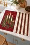 Candlelight Christmas Candlestick Candle Star Burgundy Cream Striped Christmas Patterned 2-Piece Kitchen Towel Set 35X55 - 3