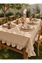İnci Vintage Seamless Ruffled Tablecloth Beige - 2